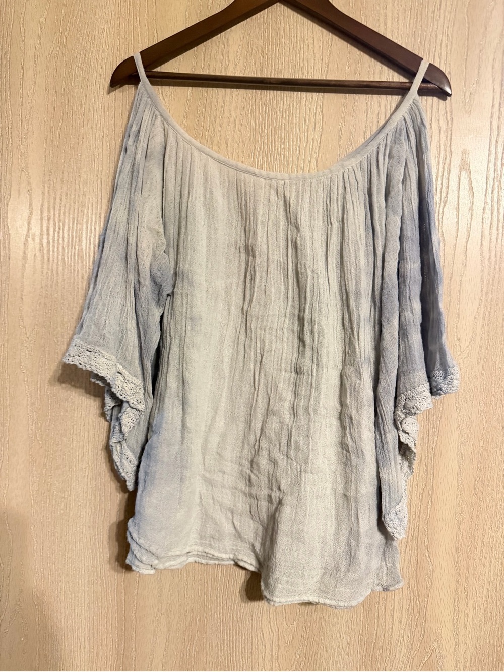 Jen's Pirate Booty Pale Blue Off-Shoulder Gauze Top